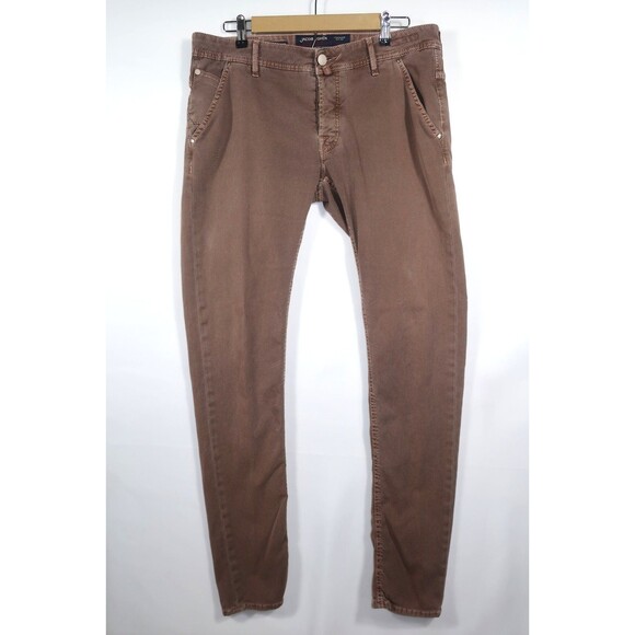 Jacob Cohen Men's Brown Jeans Size 37 X 34 Slim Ribbed Comfort Stretch Striped - Picture 1 of 14